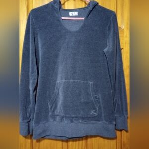 Danskin Women's Charcoal V-Neck Hoodie Sweater, Size M